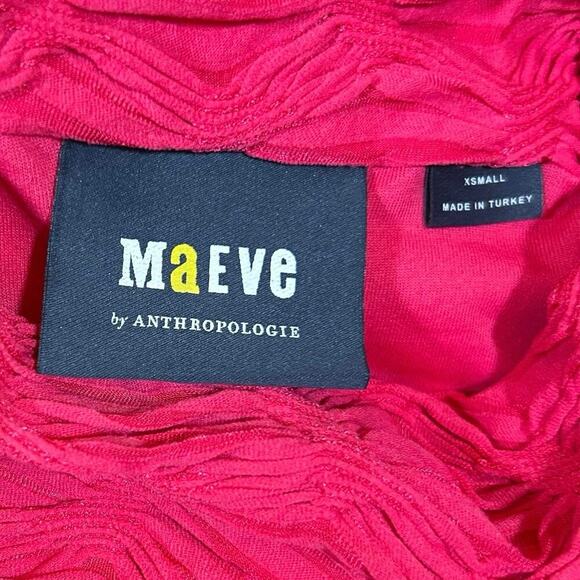 Maeve by Anthropologie Long Sleeve Pink Scrunch Mini Textured Dress Size XS NWOT - Picture 6 of 7